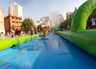 Giant Slip and Slide Comes to NYC Slip and Slide Free