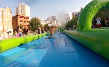 Giant Slip and Slide Comes to NYC Slip and Slide Free